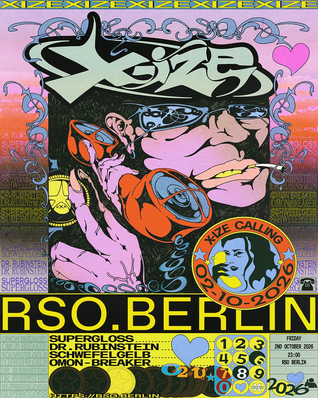 X-IZE w/ Dr. Rubinstein, Omon Breaker, Schwefelgelb live and Supergloss